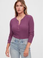 Ribbed Henley T-Shirt - thumbnail