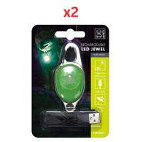 M-Pets Rechargeable LED Jewel For Dogs - Green (Pack of 2)