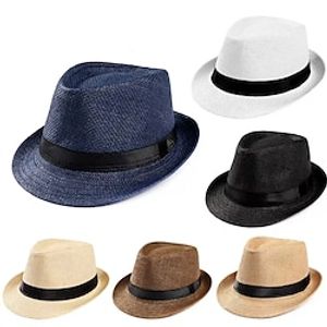 Unisex Sunhat Women Men Fashion Summer Casual Trendy Beach Sun Straw Jazz Band Hat Cowboy Fedora Hat miniinthebox