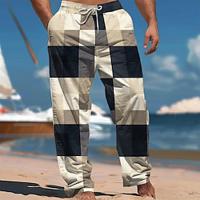 Men's Hawaiian Plaid Pants Trousers Outdoor Holiday Vacation Relaxed Fit Micro-elastic Lightinthebox