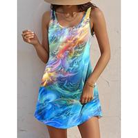 Women's Casual Dress Tank Dress Ombre Print U Neck Mini Dress Sleeveless Summer Lightinthebox