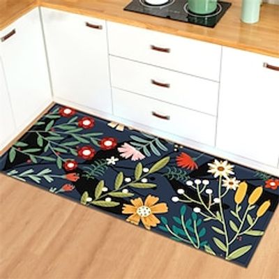 Floral Area Rug Kitchen Mat Non-Slip Oil Proof Floor Mat Livingroom Rug Indoor Outdoor Mat Bedroom Decor Bathroom Mat Entrance Rug Door Mat Lightinthebox