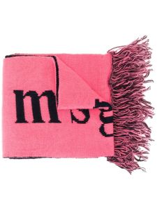 Msgm Kids logo-jacquard scarf - PINK