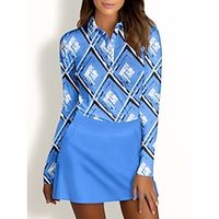 Women's Golf Polo Shirt Blue Long Sleeve Sun Protection Top Plaid Fall Winter Ladies Golf Attire Clothes Outfits Wear Apparel Lightinthebox - thumbnail