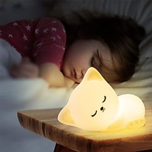 Cute Night Light with Remote Control Rechargeable Nursery Animal Nightlight for Kids Baby Toddler Kawaii Led Cat Squishy Lamp Glow Lights Room Decor Stuff Teen Girls Boys Child Gifts miniinthebox