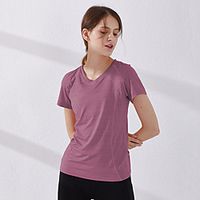 Women's Short Sleeve V Neck Running Shirt Tee Tshirt Top Athletic Summer Spandex Quick Dry Breathable Soft Gym Workout Running Active Training Jogging Exercise Sportswear Solid Colored Normal Lightinthebox - thumbnail