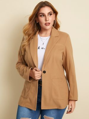 YOINS Plus Size Notch Collar Side Pockets Button Design Long Sleeves Blazer YOINS Plus Size Notch Collar Side Pockets Button Design Long Sleeves Blazer