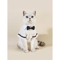 Dog Cat T-shirts Tie  Bow Tie Party Birthday Party Outdoor Dog Clothes Puppy Clothes Dog Outfits Warm Black-White Costume for Girl and Boy Dog Polyster S M L XL Lightinthebox - thumbnail