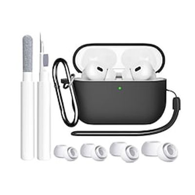 4 in 1 for AirPods Pro 2nd1st Generation Case Cover 20222019 with Cleaner kitReplacement Eartips(XSSML)Soft Silicone AirPod Pro Case with Keychain and Lanyard Lightinthebox