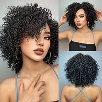 HAIRCUBE BlackWineOmbre Brown Lace Front Wig Long Culy L Part Kanekalon Lace Wig With Baby Hair for Black Woman 180% Density Lightinthebox - thumbnail