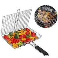 1pc Stainless Steel Barbecue Mesh Barbecue Basket, Square Large Capacity Folding Barbecue Mesh Clip BBQ Basket, For Restaurant, Party Lightinthebox