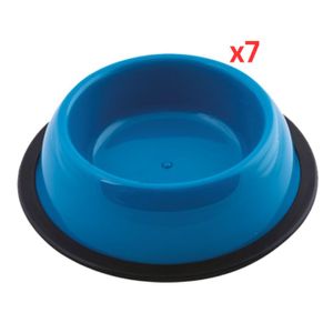 Georplast Silver Antislip Plastic Pet Bowl Small - Blue (Pack of 7)