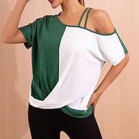 T shirt Tee Women's Yellow Fuchsia Green Color Block Asymmetric Hem Cold Shoulder Street Daily Fashion One Shoulder Regular Fit S Lightinthebox