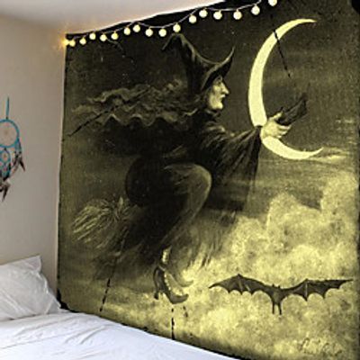 Tapestry Print Halloween Witch Moon Carpet Home Decoration Night Moon Hippie Tapestry Wall Tapestry Decoration miniinthebox