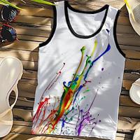 Splash Ink Sports Fashion Daily Men's 3D Print Tank Top Vest Top Sleeveless T Shirt for Men Sports Outdoor Casual Gym T shirt White Blue Sleeveless Crew Neck Shirt Summer Spring Clothing Apparel S M Lightinthebox - thumbnail