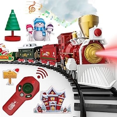 Christmas Train Set Remote Control Electric Train Toy with Smoke Light and Music Kids Train Track with Rechargeable Battery Santa Claus Christmas Birthday Gifts for 3 4 5 6 7 8 Year Old Boys Girls Lightinthebox