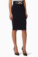 Logo Belt Crêpe Midi Skirt - thumbnail