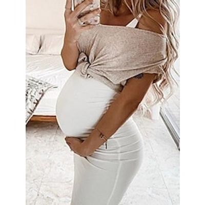 Women's Baby Shower Maternity Dress Casual Dress Bodycon Sheath Dress Solid Color Midi Dress Sleeveless Backless Crew Neck Basic Black White Pink Spring Summer S M L XL XXL Lightinthebox