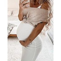 Women's Baby Shower Maternity Dress Casual Dress Bodycon Sheath Dress Solid Color Midi Dress Sleeveless Backless Crew Neck Basic Black White Pink Spring Summer S M L XL XXL Lightinthebox - thumbnail