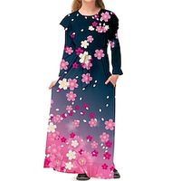 Kids Little Girls' Dress Floral A Line Dress Daily Holiday Vacation Print Pink Maxi Long Sleeve Casual Cute Sweet Dresses Spring Summer Regular Fit 3-10 Years Lightinthebox - thumbnail