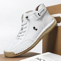 Men's Boots Retro White Shoes Handmade Shoes Walking Casual Daily Leather Comfortable Booties / Ankle Boots Loafer Black White Brown Spring Fall miniinthebox