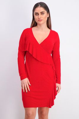 Womens Long Sleeve Talini Party Jersey Cocktail Dress Red Womens Long Sleeve Talini Party Jersey Cocktail Dress Red