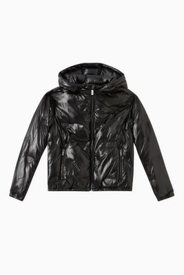 EA Monogram Puffer Jacket in Coated Nylon EA Monogram Puffer Jacket in Coated Nylon