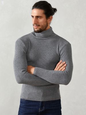 Men Casual High Neck Long Sleeve Knitted Skinny Sweater Men Casual High Neck Long Sleeve Knitted Skinny Sweater