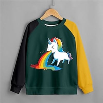Kids Girls' Sweatshirt Animal Casual Long Sleeve Crewneck Cute 7-13 Years Winter Green Black Pink Lightinthebox