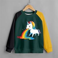 Kids Girls' Sweatshirt Animal Casual Long Sleeve Crewneck Cute 7-13 Years Winter Green Black Pink Lightinthebox - thumbnail
