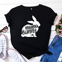 Women's T shirt Graphic Letter Print Round Neck Tops Cotton Basic Basic Top White Black Yellow miniinthebox - thumbnail
