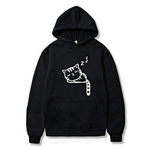 Men's Pullover Hoodie Sweatshirt Cat Animal Front Pocket Hooded Daily Basic Hoodies Sweatshirts  Yellow Blushing Pink Green miniinthebox