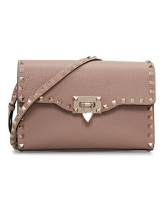 Small Rockstud Grainy Crossbody Bag - Powder Pink