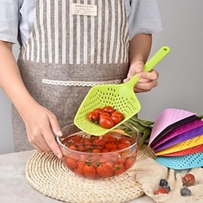 Colander Spoon, Scoop Colander, Strainer Slotted Spoon, Plastic Large Noodle Spoon, Scoop Colander Strainer Spoon, Kitchen Pasta Colander Spoon, Skimmer Spoon With Long Handle Lightinthebox