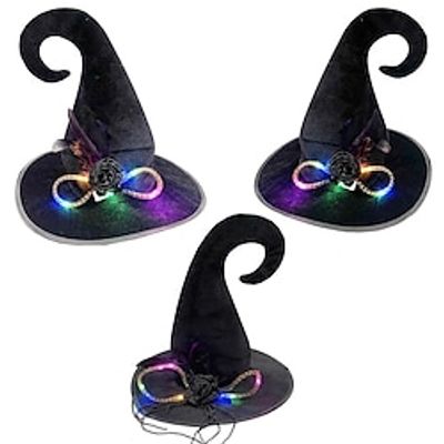 Witch Hat Halloween Children's Adult Ball Dress Up Golden Velvet Corner Hat Elf Witch Hat Witch Hat Glow Lightinthebox