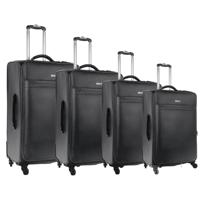 PARA JOHN 4 Pcs Travel Luggage Suitcase Trolley Set - Trolley Bag, Carry On Hand Cabin Luggage Bag - PVC Leather Cabin Trolley Bag - Cabin size suitcase for Business Travellers - (16'' 20'' 24'' 28'')BLACK