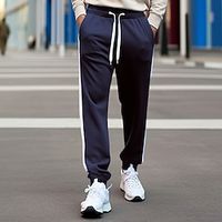 Men's Sweatpants Joggers Trousers Drawstring Elastic Waist Elastic Cuff Color Block Comfort Breathable Casual Daily Holiday Sports Fashion Black Blue miniinthebox - thumbnail