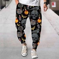 Men's Joggers Trousers Drawstring Elastic Waist 3D Print Skull Graphic Prints Comfort Breathable Sports Outdoor Casual Daily Streetwear Designer Black Micro-elastic Lightinthebox - thumbnail