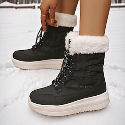 Men's Women's Sneakers Boots Slip-Ons Snow Boots Plus Size Winter Boots Daily Fleece Lined Booties Ankle Boots Embroidery Zipper Flat Heel Round Toe Casual Minimalism Walking PU Loafer Solid Color miniinthebox