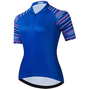 21Grams Women's Short Sleeve Cycling Jersey Summer Spandex Blue Stripes Bike Top Mountain Bike MTB Road Bike Cycling Quick Dry Moisture Wicking Sports Clothing Apparel / Stretchy / Athleisure miniinthebox