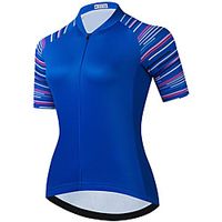21Grams Women's Short Sleeve Cycling Jersey Summer Spandex Blue Stripes Bike Top Mountain Bike MTB Road Bike Cycling Quick Dry Moisture Wicking Sports Clothing Apparel / Stretchy / Athleisure miniinthebox - thumbnail