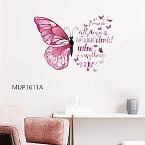 Pink Butterfly Color Letters Black Letters Proverbs Stickers Living Room Bedroom Children's Room Home Decor Background Wall Stickers Can Be Removed Lightinthebox
