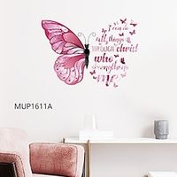 Pink Butterfly Color Letters Black Letters Proverbs Stickers Living Room Bedroom Children's Room Home Decor Background Wall Stickers Can Be Removed Lightinthebox - thumbnail
