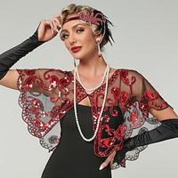 Retro Vintage Roaring 20s 1920s Party Costume Shawls The Great Gatsby Charleston Women's Sequins Christmas Event / Party Shawl Lightinthebox