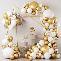 86pcs DIY White Gold Balloon Garland Arch Kit White Metallic Gold Balloons Kit with Golden Confetti Balloons for Bridal Shower Wedding Birthday Party Graduation Decorations Backdrop Lightinthebox - thumbnail
