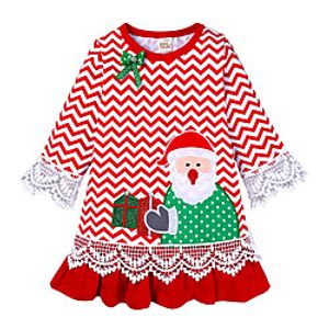Kids Little Girls' Dress Striped Santa Claus A Line Dress Print Red Above Knee Long Sleeve Cute Dresses Christmas Fall Winter Regular Fit 1-5 Years Lightinthebox