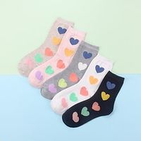 5 Pairs Women's Crew Socks Wedding Work Holiday Heart Retro Cotton Casual Formal Vintage Retro Cute Socks Lightinthebox