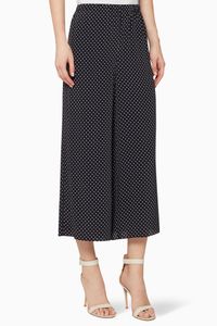 Polka Dot Wide-Leg Cropped Pants