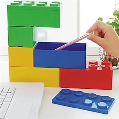 1pc Premium Stackable Building Blocks Storage Box for Stationery and Small Items - Sturdy Office Desktop Organizer Lightinthebox