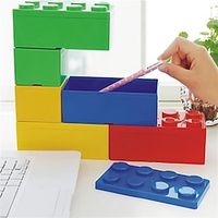 1pc Premium Stackable Building Blocks Storage Box for Stationery and Small Items - Sturdy Office Desktop Organizer Lightinthebox - thumbnail